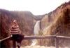 wonderful waterfall in Yellowstone and me